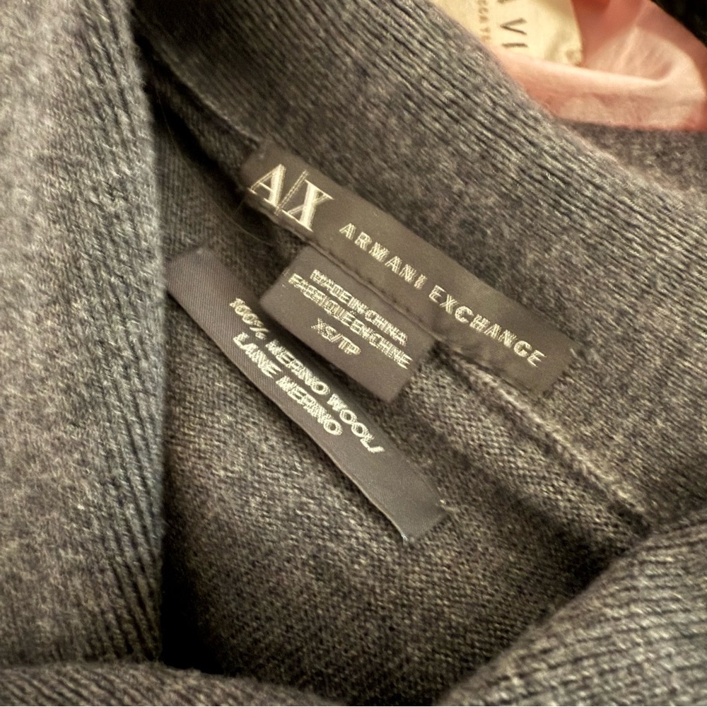 Armani Exchange Shawl Collar Merino Wool Sweater Gray XS - Picture 9 of 9